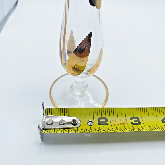 Vintage Hand Blown Glass Fluted Bud Vase Gold Gilt Floral Flower Leaves MCM - Picture 9 of 9